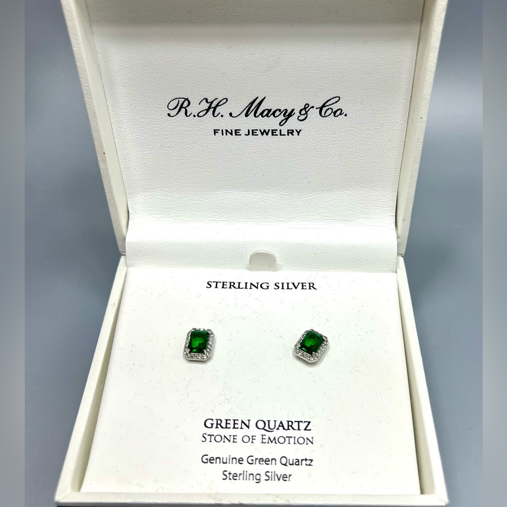 Sterling Silver & Green Zirconia Stud Earrings